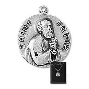 St. Peter Patron Saint, 3PK Lot Pewter Medals with 18 Stainless Steel 