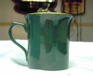 Gevalia Green Ceramic, Gold Trimmed Coffee Mug or Cup  