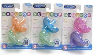 GumDrop INFANT Pacifiers, 2 pk BPA FREE, Assort Colors  