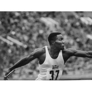 US Track Athlete Rafer Johnson Participating in a Us Soviet Track Meet 