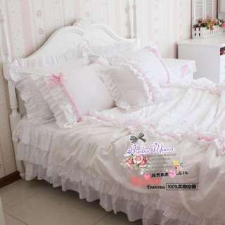 Princess Duvet Cover Pillowcase Bedding Set 4pcs White  