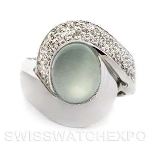 18k White Gold Cats Eye Aquamarine Diamonds Ring  