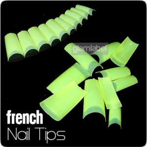 500 FLUORESCENT YELLLOW FALSE FRENCH NAIL TIPS NA146 2  