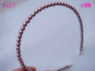 LT Purple Korean Faux Glass Pearl Jewelry Girls Hair Headband Hairband 