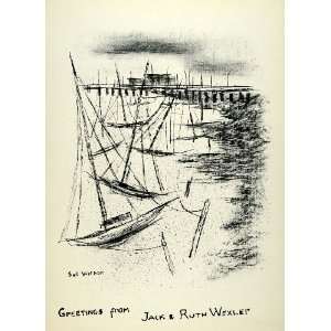  1957 Lithograph Sol Wilson Art Jack Ruth Wexler Ships Dock 