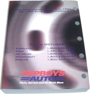 Pep Boys Filter Catalog Purolator Fram AC Delco Book  