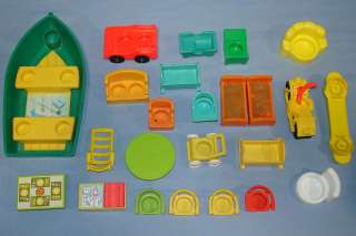 Vintage Fisher Price Toys FP Vehicles Furniture Top View