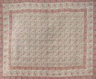 FRENCH PAISLEY RED,CREAM & GREEN FULL TAPESTRY THROW COVERLET 