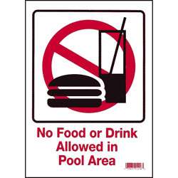 Swimming Pool Sign   No Food or Beverage Pool Sign  