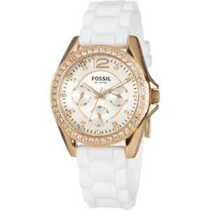 Fossil Watch Lady ES2810 Rosegold White Rubber Multi  
