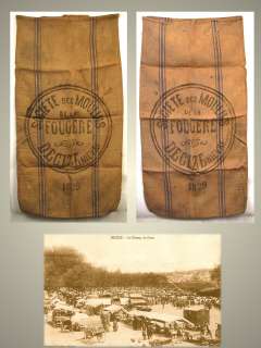 Vintage French Printed Burlap / Jute Grain Sack from Burgundy 