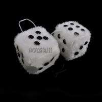 COOL WHITE FUZZY DICE CAR TRUCK TO HANGER YOUR MIRROR  