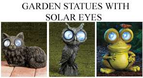 Cat, Owl & Frog Garden Statues with Solar Eyes ~ Choice  