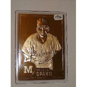 Warren Spahn Milwaukee Braves Pitcher # 76 22kt Gold Card