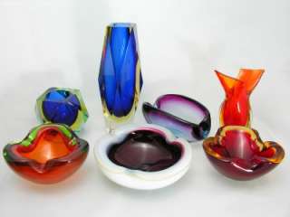 Modernist 1970s Murano Sommerso Glass Geometric Block Vase  