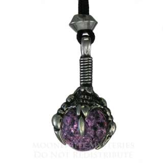 Dragon Hand Claw Pendant   Gothic Necklace   Purple Glass Sphere 