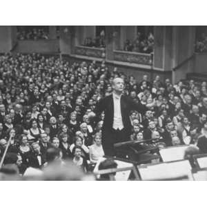 Orchestra Conductor Wilhelm Furtwangler Conducting Orchestra During a 