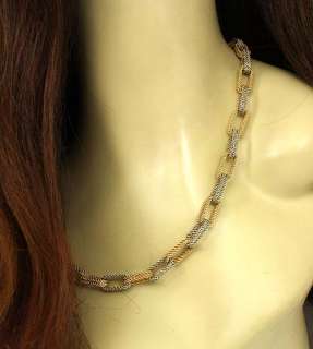 HEFTY TWO TONE 18K GOLD WOVEN STYLE CHAIN NECKLACE  