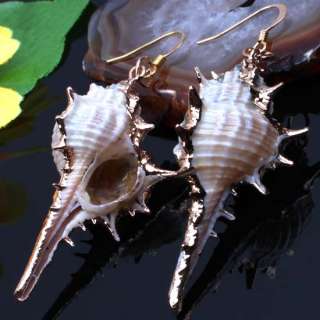HOT 60mm Natural Sea Shell Beads Hoop Dangle Earrings  