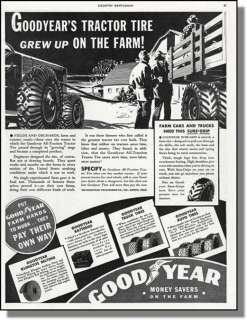 1937 Goodyear Tires Farm Tractor, Truck & Cars Print Ad  