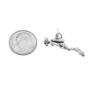  Sterling Silver Three Dimensional Tank Scuba Diver Charm Jewelry