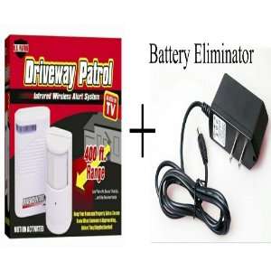 Driveway Patrol Alarm with Power Supply Battery Eliminator Wall Outlet 