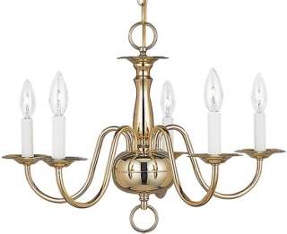 Finish   Polished BrassFive Light Polished Brass Chandelier w/Optional 