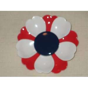   Red, White & Blue 2 1/2 Inch Flower Power Enamel Brooch Pin (unsigned