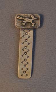 OLD HOPI SILVER BOOKMARK   RUNNING ROADRUNNER   HARRY SAKYESVA  