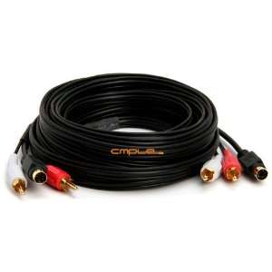  S Video & 2x RCA Audio Cable Combo Gold Plated 25 feet 