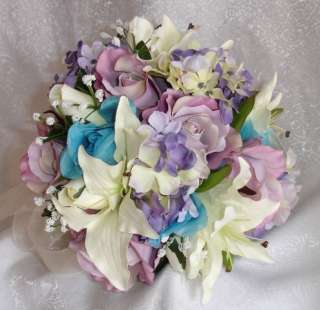 Lavender Lilac Wisteria Turquoise Pool Blue Silk Wedding Flowers 