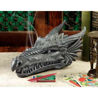   Gothic Dragon Head Sculpture Incense Burner Holder with 3 Sticks