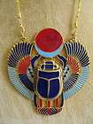 scarab necklace pendanat jewelry xl enameled egyptian