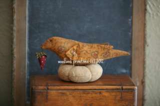 antique style primitive miniature bird pinkeep ~ mustard  