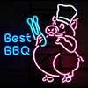 Best Bbq Pig Neon Sign  