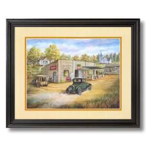  Country Garage Gas Station And Car Picture Black Framed 