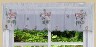 Pink Blossom Spring Kitchen Curtain Valance BEIGE 2PCS  
