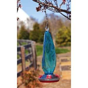  Blue Glass Hummingbird Feeder Patio, Lawn & Garden