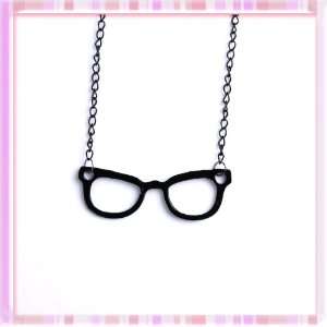   Fashion Simple Retro Black Glasses Frame Chain Necklace 2 Colors P1266