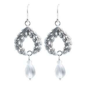  Barse Silver Overlay Crystal Frond Earrings Jewelry