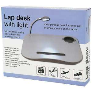 PORTABLE LAPTOP DESK PAD WITH LIGHT CUP PEN HOLDER NEW  
