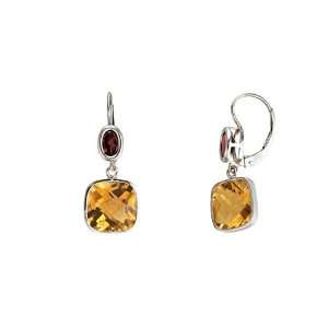   Earrings Garnet and Citrine Semi precious Stones   JewelryWeb Jewelry
