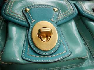   Blue COACH Patent Leather LEGACY Purse Bag Antq Brass Trim MINT  