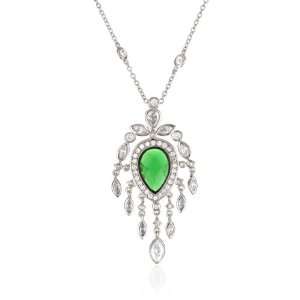  CZ by Kenneth Jay Lane Emerald Pear Drop with Fringe 