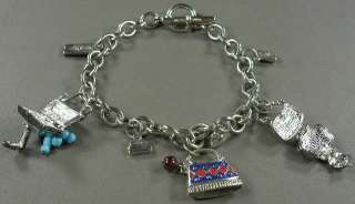 925 Sterling Silver Charm Link Bracelet Purse Lockets  