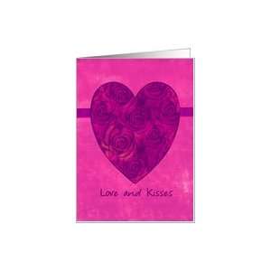  love and kisses, happy birthday, roses and heart Card 