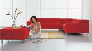 Modern sofa sectional & chaise & ottoman RED Microfiber  