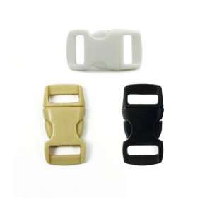 Mix of 150 Black, White, Tan 3/8 Buckles (50 each) , Contoured Side 