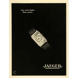  1936 French Lithograph Ad Jaeger LeCoultre Watch Swiss 