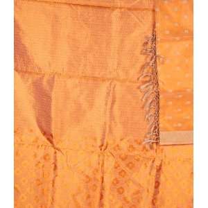  Flame Orange Banarasi Kora Silk Suit with All Over Thread 